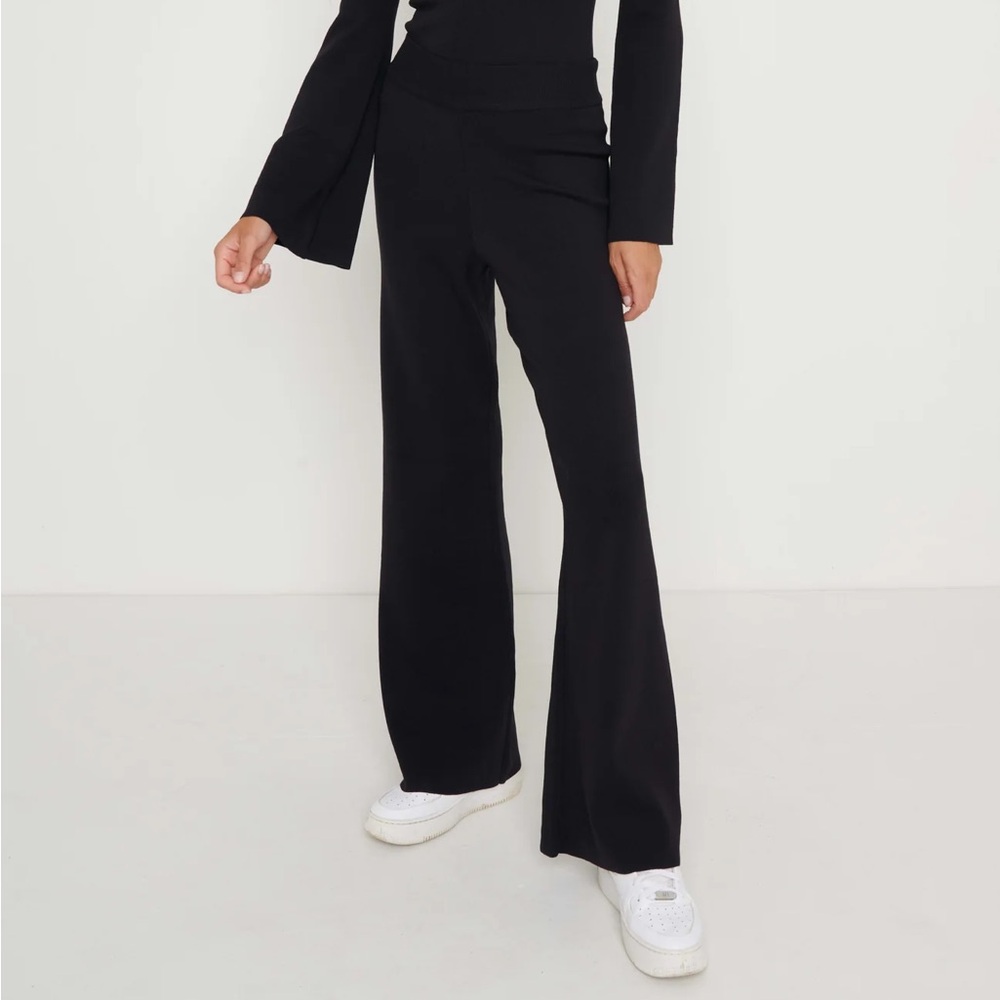 Pretty Lavish Hayden Knit Pants Black Wide Leg
